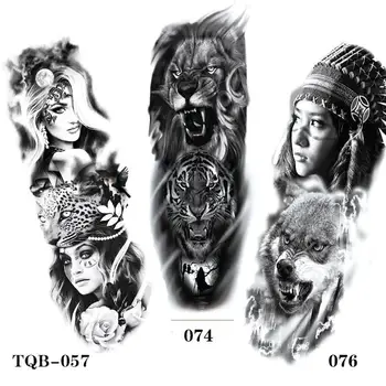 Nepremočljiva Začasni Tattoo Nalepke Totem Geometrijske Polno Roko Velikosti Rokav Tattoo Ponaredek Tatto Flash Tetovaže Za Moške, Ženske