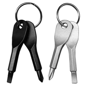 2pcs Žep Keychain Multitool Ključ v Obliki Natančnost Litega Jekla Mini Zarezano Phillips Izvijač Večfunkcijsko Nahrbtnik Accessor