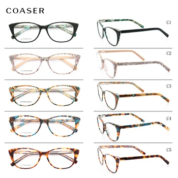 Trend Letnik Acetat Krog Cateye Veliko Očal Okvir Ženske Moški Optični Recept Očala Slog Oblikovalec Očala