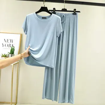 Fdfklak 2021 Novo Modal Pajama Določa Ženske Salon Srčkan Sleepwear Kratek Rokav Priložnostne More Velikosti M-XXL Ženske Pijamas
