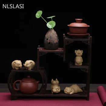 1 KOS Butik Vijolično Gline Čaj pet Ljubko Majhno slon Kip čaj Figur Ornament oolong Čaj Dodatki za dom čaj dekoracijo