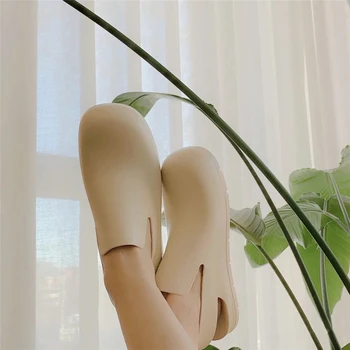 Elegantna 2021 Design Jelly Barve Dež Čevlji Ženska Ravno Pete Krog Toe Slingbacks Slip-On Outwear Pomlad Jesen Priložnostne Mul