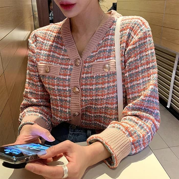 Vijolična Jopico Ženska Zimska Oblačila Roza Vzorcem Skokih Oblikovalec Korejski Rastlinske Pulover Kratek Vrhovi Mehko V Vratu Jeseni Leta 2020 Pleteno
