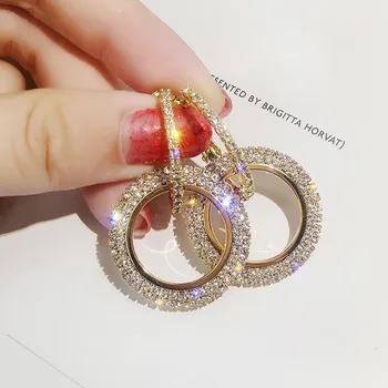 Design Luksuzni Krog Diamond Ženski Uhani Za Ženske Srebrna Zlata Rosegold Bleščice Stu Uhani Boucle Oreille Femme Nov Modni#5
