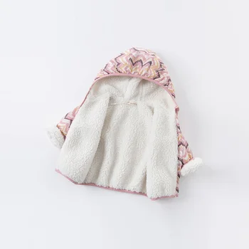 DBJ16040 dave bella pozimi baby dekleta modni prugasta žepi hooded suknjič otroci vrhovi dojenčka, malčka vrhnja oblačila