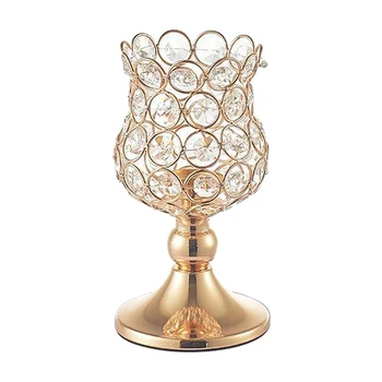 Zlato Kristalno Tealight svečniki Svečnik Pokal za Sodobno Hišo Dekor 88790