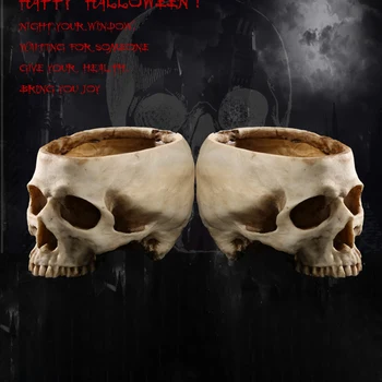 Skull Head Cvetlični Lonček Rastlin Skledo, Posoda Domov Film Dekor Planter Halloween 89344