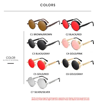 2021 Kovinski Steampunk sončna Očala Moški Ženske Modni Okrogle Očala blagovne Znamke Oblikovanja Vintage sončna Očala Visoke Kakovosti sol