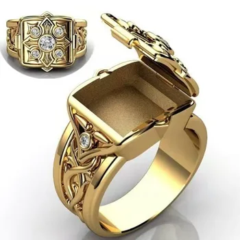 Nove moške in ženske hot-prodaja nakit zlati križ vzorec odprite pokrov bakreni prstan 9002