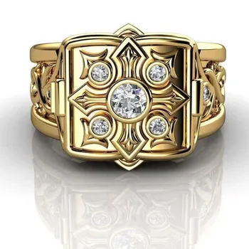 Nove moške in ženske hot-prodaja nakit zlati križ vzorec odprite pokrov bakreni prstan