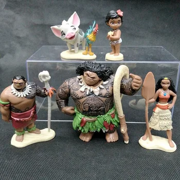 6pcs 4-10 cm Moana Princesa PVC figuric Nastavite Maui Malčka Moana Dekoracijo Torte Modle Darilo Igrače Lutka Za Otrok Darila