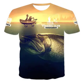 Poletje Ocean Fish Vzorec Fant In Dekleta T-majice Harajuku Barva 3D Tiskanje majice Ribolov Smešno Otroci Ohlapne majice