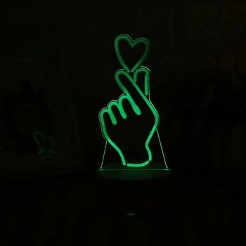 USB Novost 7 Barv Spreminjanje Prst Srce LED Noč Lahka 3D Desk namizne Svetilke Doma Dekor