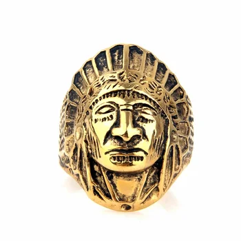 Novi retro titana jekla, srebrne barve zlato barvo Indijski iz nerjavečega jekla moški prstan 91080