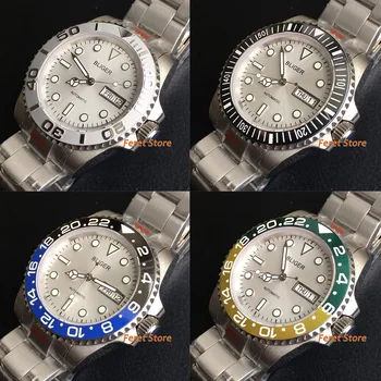 Bliger 40 mm Luksuzni Watch Safir steklokeramično Ploščo, Svetleča se Bela Številčnica iz Nerjavečega trak NH36 Gibanje Moške Samodejni Watch