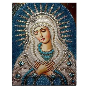 Sveti Devici Mariji, 5D Diy Diamond Slikarstvo Ikono Figur Celoten Kvadratni/Krog Diamond vezenje Navzkrižno šiv mozaik Dekor WG2107