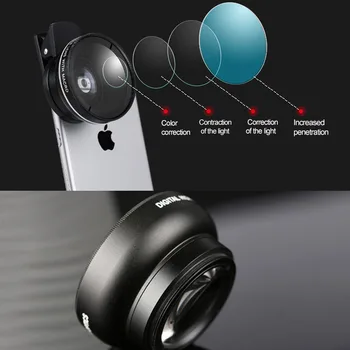 Za IPhone 6 6S Samsung Galaxy S7 Mobilni Telefon Objektiv z Ultra-Prenosen Fotoaparat Kit Objektiv 0.45 X Super širokokotni Objektiv Z Makro Objektiv