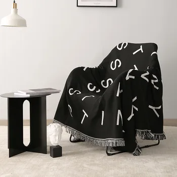 Črna in bela Nordijska vrgel odeje za postelje kavč kritje kabel plesti odejo za Piknik mat soba dekor Geometrijske abstrakcije preprogo 93257