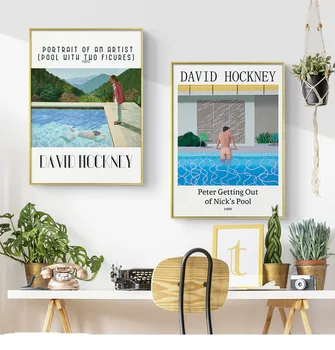 David Hockney Likovnih Del, Platno, Slikarsko Razstavo Plakatov Povzetek Bazen Plakatov In Fotografij Sodobno Domačo Pisarno Dekoracijo