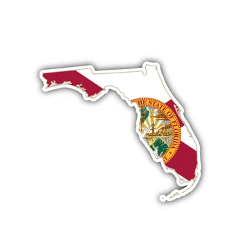 Aliauto Ustvarjalne Avto Nalepke, Florida Usa Državni Zemljevid Zastavo Pribor Nepremočljiva zaščito pred soncem Anti-UV Odsevno Nalepko,12 cm,*10 cm 93501