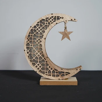 Ramadana Eid Mubarak Lesen Okrasek Luna Svetilka, LED Svetloba Night Islam Muslimanske Mošeje Festival Okraski Leseni Okraski