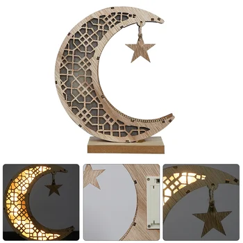 Ramadana Eid Mubarak Lesen Okrasek Luna Svetilka, LED Svetloba Night Islam Muslimanske Mošeje Festival Okraski Leseni Okraski