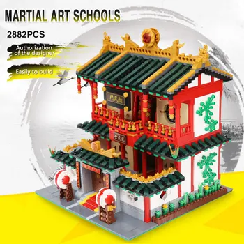 Mesto Ulici Kitajski Stavbe MOC Ustvarjalne Serije Kitajske Borilne Umetnosti Set Set Otroci Izobraževanja gradniki Opeke Igrače