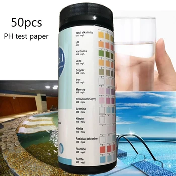 50pcs/Bottle14-v-1 Bazen Test Papir Kakovosti Pitne Vode Test Kit Klor, PH Vrednost Bazičnost Trdoto preskusov