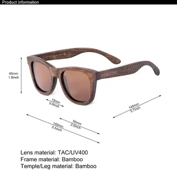 VOBOOM Bambusa Lesene sončna Očala Moških Ročno Polarizirana Leče za Očala Kave Rjava Graviranje Mozaik Vzorec VS