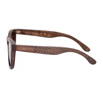 VOBOOM Bambusa Lesene sončna Očala Moških Ročno Polarizirana Leče za Očala Kave Rjava Graviranje Mozaik Vzorec VS
