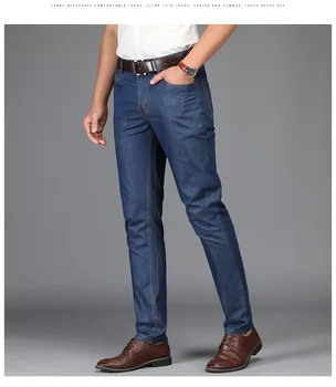 L410-2020 poletje nove poslovne kavbojke svoboden ravne cevi moške jeans hlače tkanine Tencel priložnostne hlače za moške 945