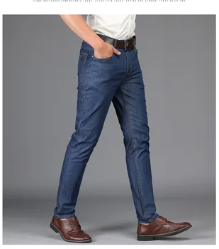 L410-2020 poletje nove poslovne kavbojke svoboden ravne cevi moške jeans hlače tkanine Tencel priložnostne hlače za moške