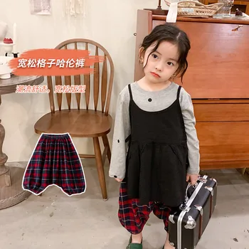 Pomlad Nov Prihod v korejskem slogu otroške hlače, bombaž kariran svoboden dekle dolge hlače za srčkan moda baby dekleta in fantje 9538