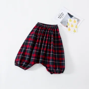 Pomlad Nov Prihod v korejskem slogu otroške hlače, bombaž kariran svoboden dekle dolge hlače za srčkan moda baby dekleta in fantje