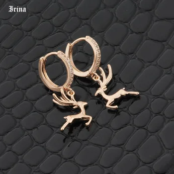 Nov modni Uhani Občutljivo 585 Rose Gold Barvi Cirkon Earing Srčkan Živali Jelena Spusti Uhani Dekleta 2020 čar Nakit