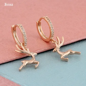 Nov modni Uhani Občutljivo 585 Rose Gold Barvi Cirkon Earing Srčkan Živali Jelena Spusti Uhani Dekleta 2020 čar Nakit