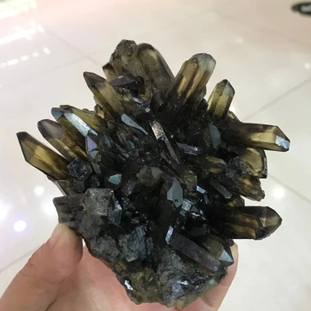 Brezplačna Dostava Naravnih Rjavih Dimljen Quartz Crystal Grozdov Mineralnih Osebkov Čaker Zdravljenje Dekor Gemstone Rože Življenja 9621
