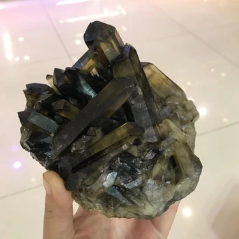 Brezplačna Dostava Naravnih Rjavih Dimljen Quartz Crystal Grozdov Mineralnih Osebkov Čaker Zdravljenje Dekor Gemstone Rože Življenja