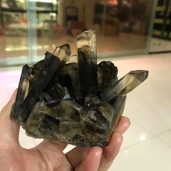Brezplačna Dostava Naravnih Rjavih Dimljen Quartz Crystal Grozdov Mineralnih Osebkov Čaker Zdravljenje Dekor Gemstone Rože Življenja