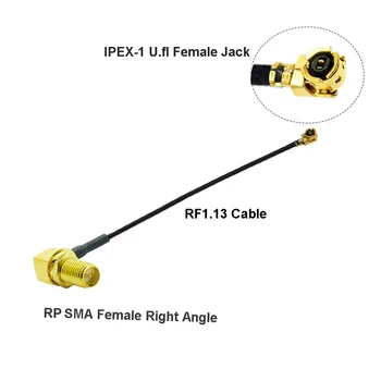 1PCS u.FL IPX IPEX1 Ženski SMA Ženski za 90 Stopinj Jack 3G 4G 5G Antene WIFI Adapter Kabel RF1.13 Podaljšek Podaljšek Skakalec