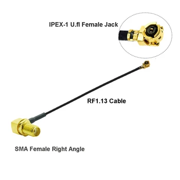 1PCS u.FL IPX IPEX1 Ženski SMA Ženski za 90 Stopinj Jack 3G 4G 5G Antene WIFI Adapter Kabel RF1.13 Podaljšek Podaljšek Skakalec