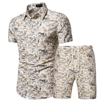 2020 Poletje Nova moška Oblačila Kratka sleeved Tiskane Majice, Hlače 2 Kos Modni Moški Priložnostne Beach Wear Oblačila 9626