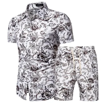 2020 Poletje Nova moška Oblačila Kratka sleeved Tiskane Majice, Hlače 2 Kos Modni Moški Priložnostne Beach Wear Oblačila