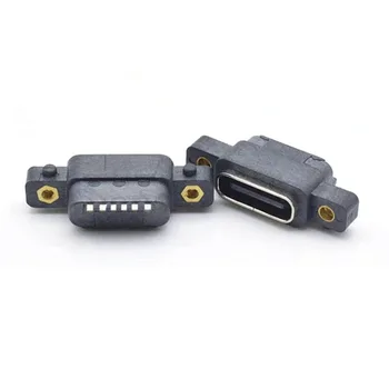 5pcs USB 3.1 Tip-C 6 Pin Ženski Vtičnico SMD DIP Priključek Z Luknjo za Vijak Za DIY PCB Design High Current Hitro Polnjenje Vrata auto bomb-toplogredni Semena