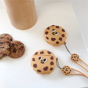 3D Chocolate Chip Piškotkov velja za Airpods Pro Kritje Silikonski Slušalke Primeru Kritje za Airpods 1/2 Primeru Letalski Stroki Dodatki