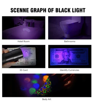 LED Svetilka Black Ultra Violet UV Svetilkami Blacklight Nizko Porabo Energije Svetlobe za Preverjanje Zdrobljen Stekleni izdelki Kreditne Kartice