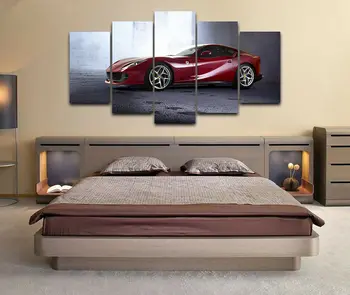 Ni Uokvirjena Platno 5Pcs Ferrari 812 Izjemni Športni Avto Wall Art, Plakati, Slike Doma Dekor Dodatki Za dnevno Sobo Slike