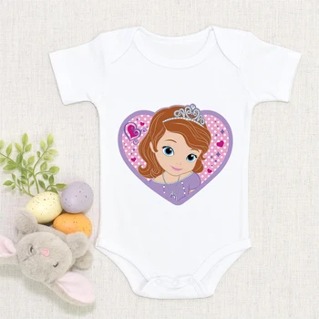 Detelja Zajec Princesa Sofija Srčkan Print Baby Bodysuits Risanka Harajuku Malčka Jumpsuit Poletje Ulica Priložnostne Novorojenčka Oblačila