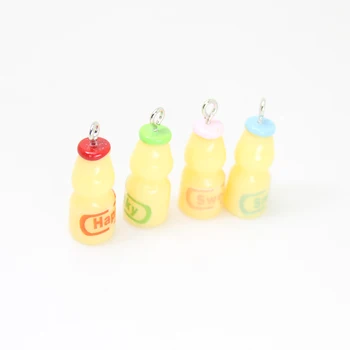 Yamily 10pcs/22*10 mm Smole Steklenico Simulacija 3D Jogurt Čare Pijačo Obesek Za DIY Uhan KeyChain Nakit Ugotovitve, zaradi Česar