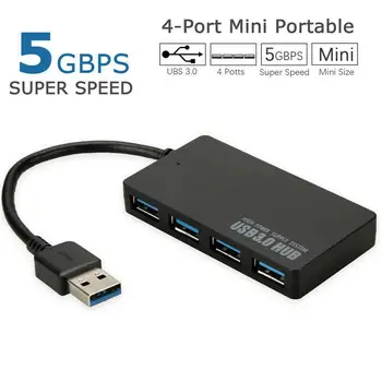 Hub Ultra Slim, USB 3.0, 4 Port Multi Vozlišča za Podatke Širitev Produkti z Visoko Hitrostjo 5 Gbps USB Adapter Za MacBook PS3, Xbox Prenosnik
